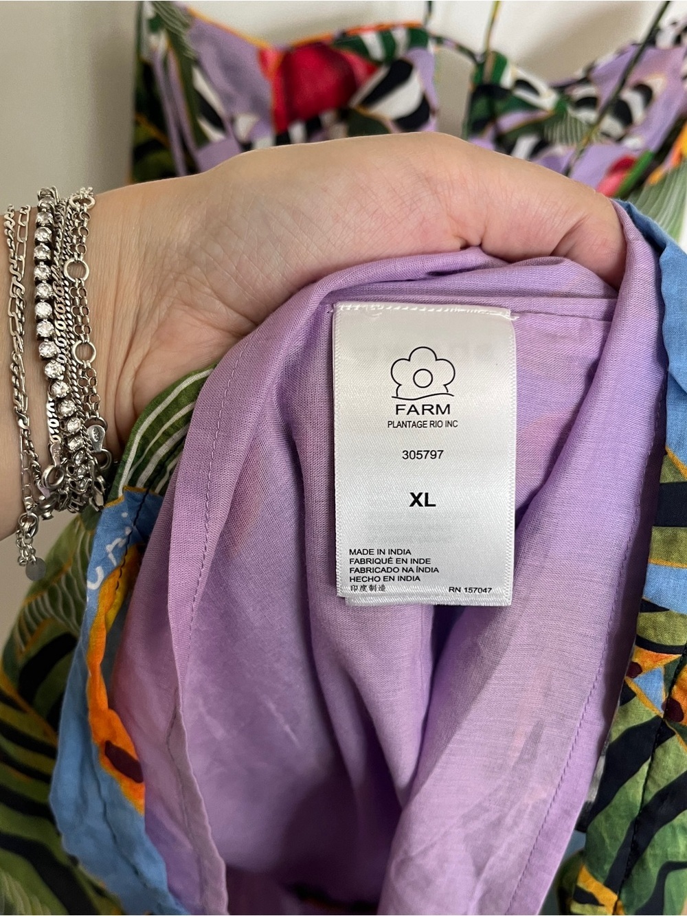 Farm Rio Tiered Purple Halter Neck Mini Dress - Picture 7 of 7